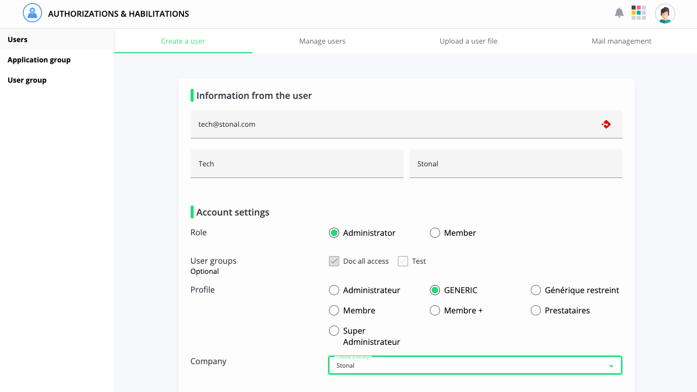Create an api user