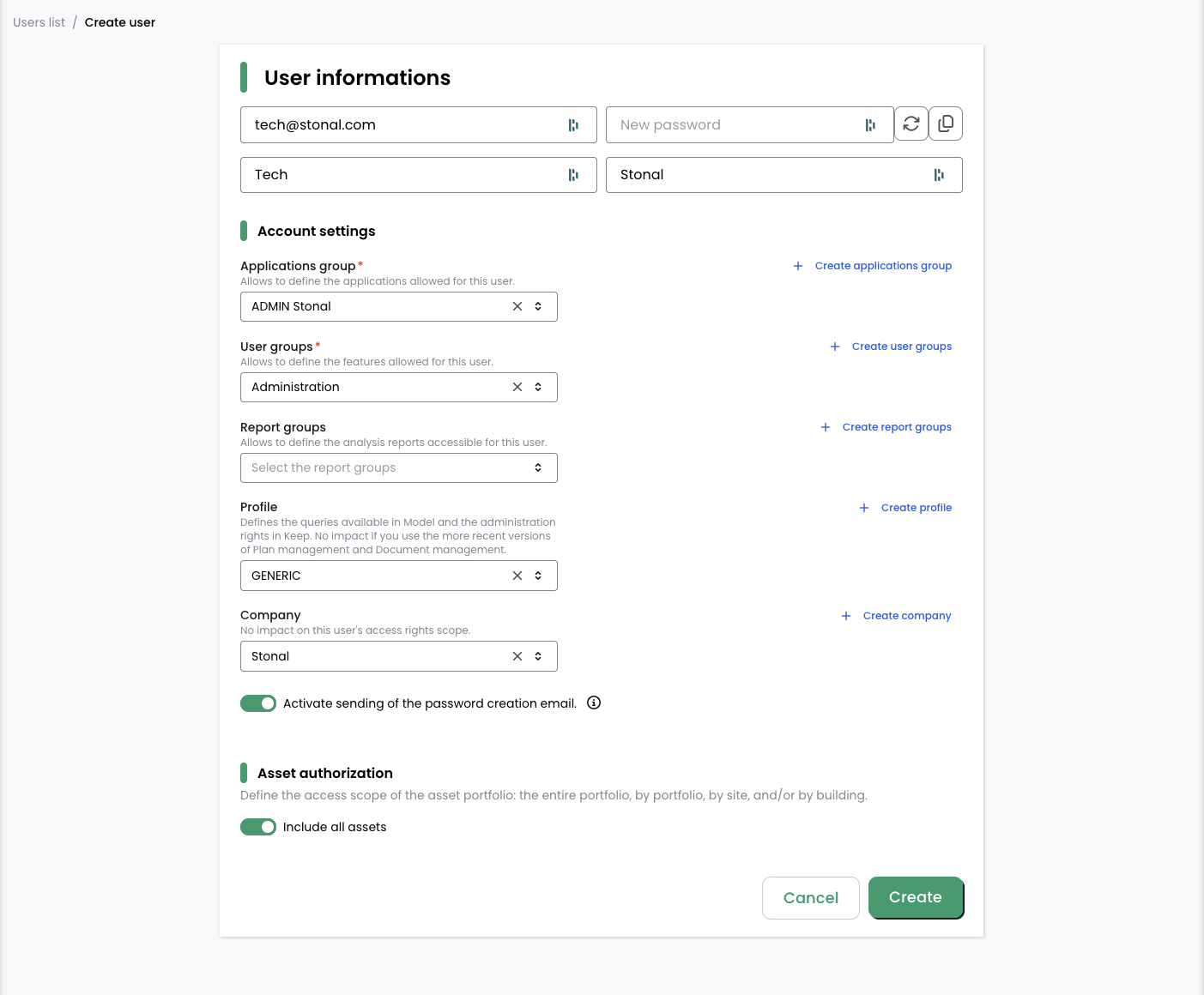 Créer un utilisateur API