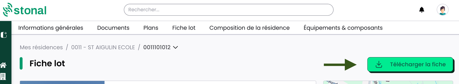 Le bouton Télécharger la fiche