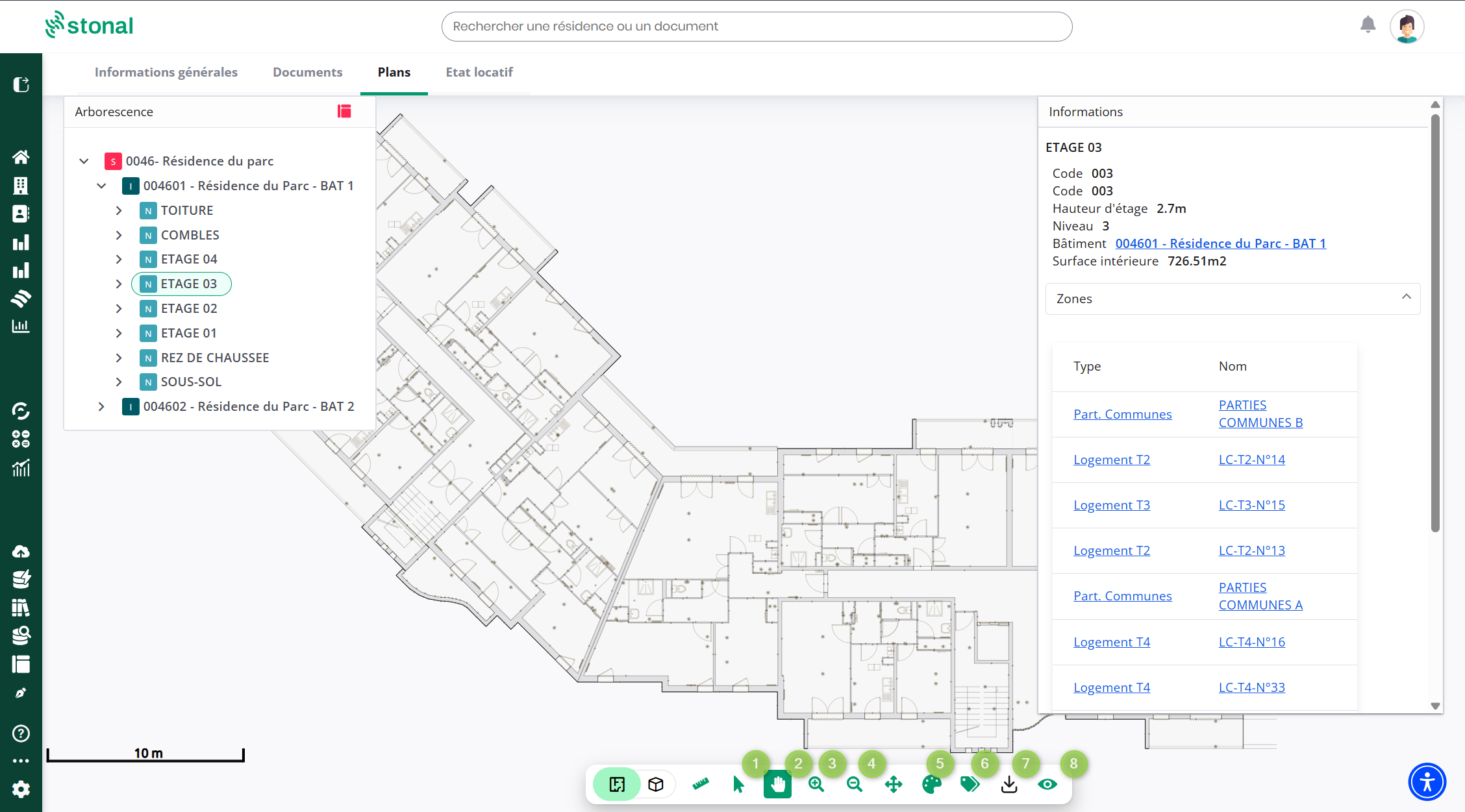 La barre d'outils de Model On Platform et ses huit repères